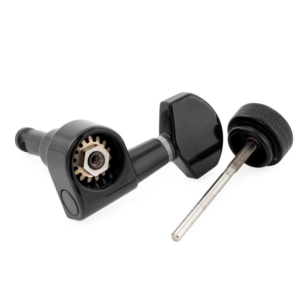 Musiclily Pro R15J Locking Gear for Squier Electric Black 6-in-line Left-Handed 2-Pin Tuners, 151 Ratio, Strat/Tele Guitars,
