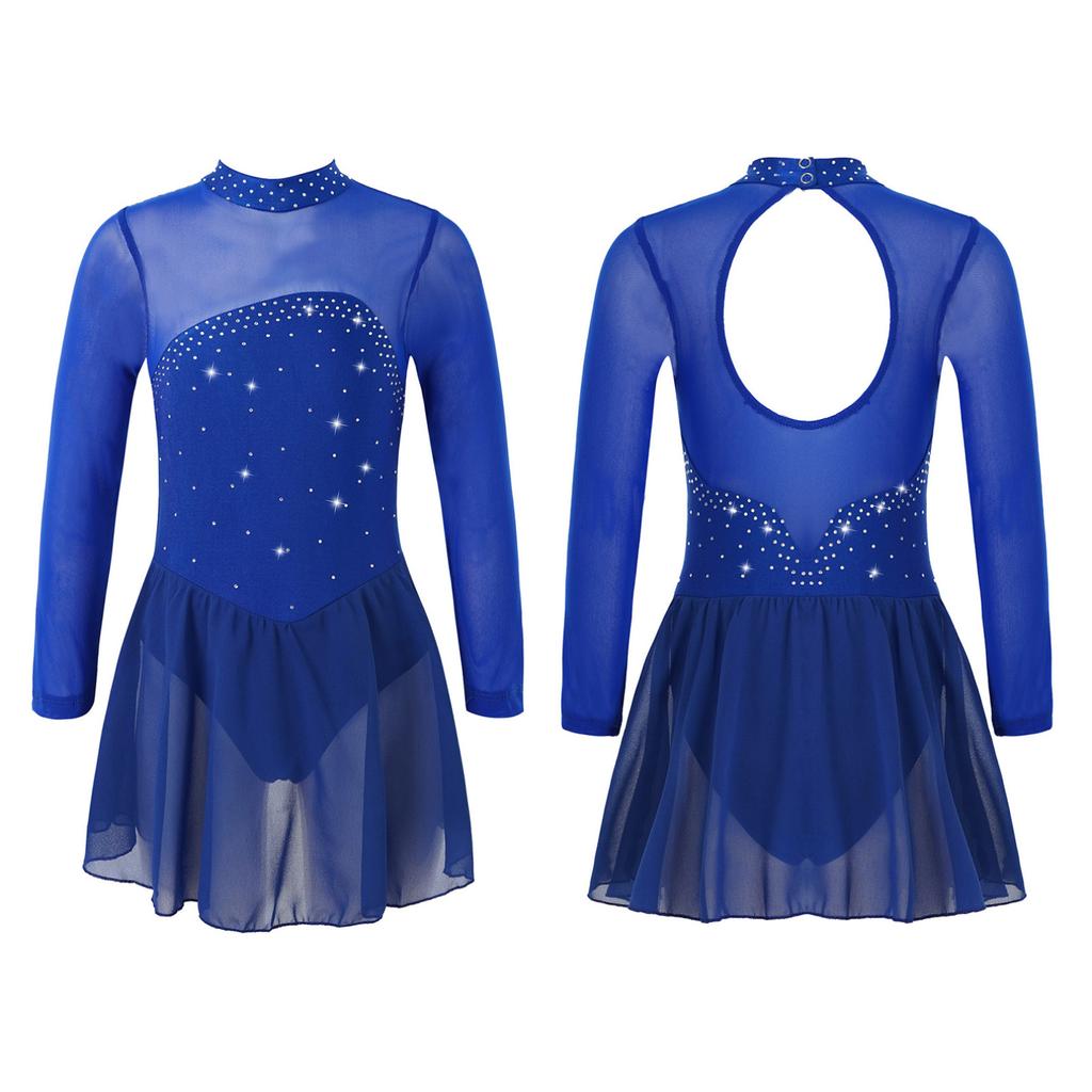 Robe De Danse Fille - Justaucorps Manches Longues Pour Gymnastique, Patinage, Ballet - âge 5-16 Ans - Tissu Stretch Confortable
