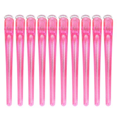 10 Stück Salon Rutschfeste Styling Abteilklammern Tragbare Entenschnabel Haarklammern Friseurwerkzeug(Rose Rot )