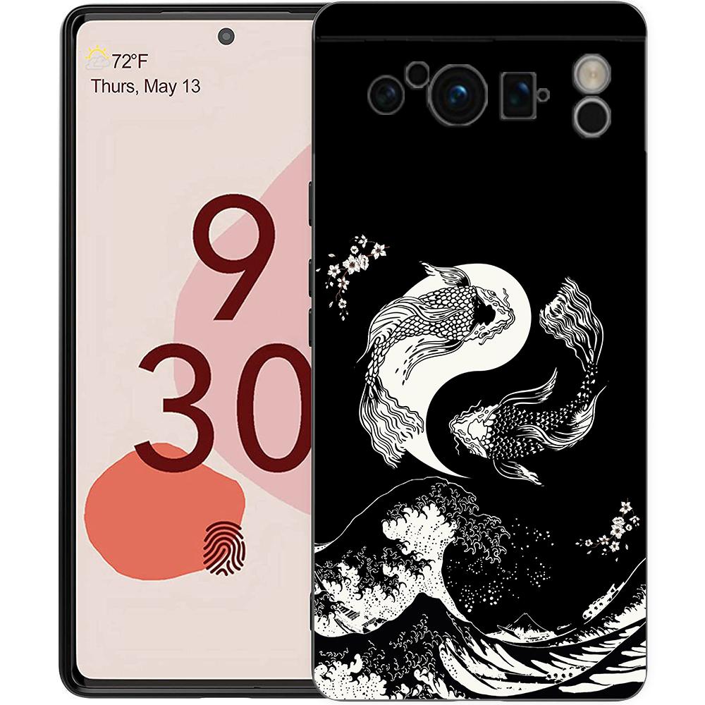 Golden Great Wave Kanagawa Surf Phone Case For Google Pixel 8 A 7 6 Pro Soft Shell For Pixel 6A Silicone Shockproof Black Cover