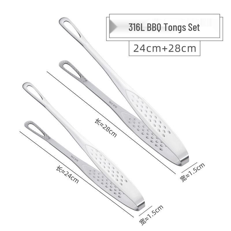 316L Stainless Steel Korean BBQ Tongs Set