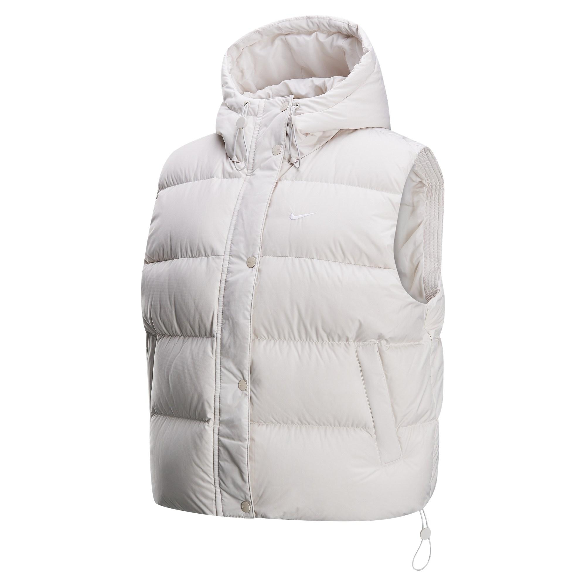 

Nike Therma-Fit Sportswear Metro Puffer Logo Hooded Warm Comfortable Sleeveless Down Vest Women vest Light-Brown White FZ5933-104 L
