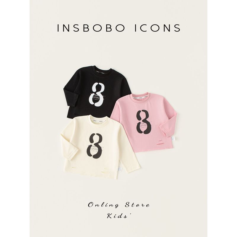 Insbobo Children's Base Layer Shirt, Girls' Top, Casual Autumn Clothing, Boys' T-Shirt, New Spring and Autumn Baby Clothing, Long-Sleeved
