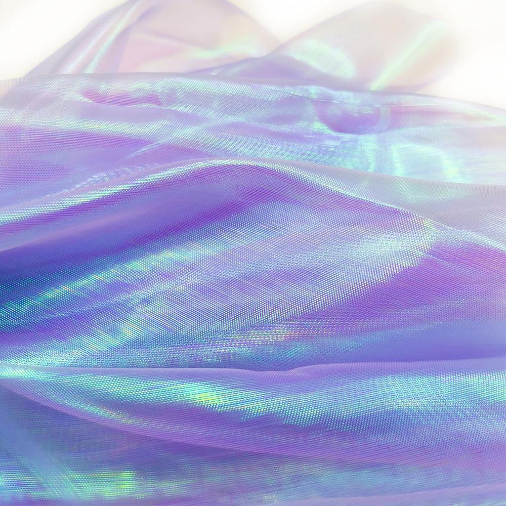 100x150cm Holographic Fluorescent Voile Organza Tulle Fabric Shiny Gauze for Wedding Decor Stage Costumes Doll Clothes DIY Craft