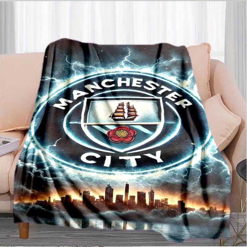 Couverture imprimée City Football Club Couvertures douces en flanelle pour canapé lit Cadeaux pour hommes femmes Couverture de pique-nique Cadeaux de Noël