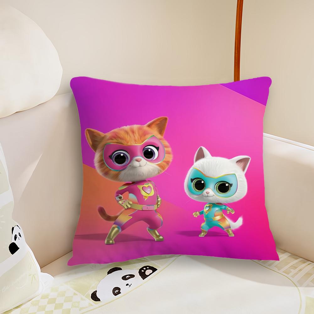MINISO Cute Cartoon S-SuperKitties Cushion Cover Living Room Headboard Bedroom Office Cushion Cushion Sofa Nap Time Pillow Case