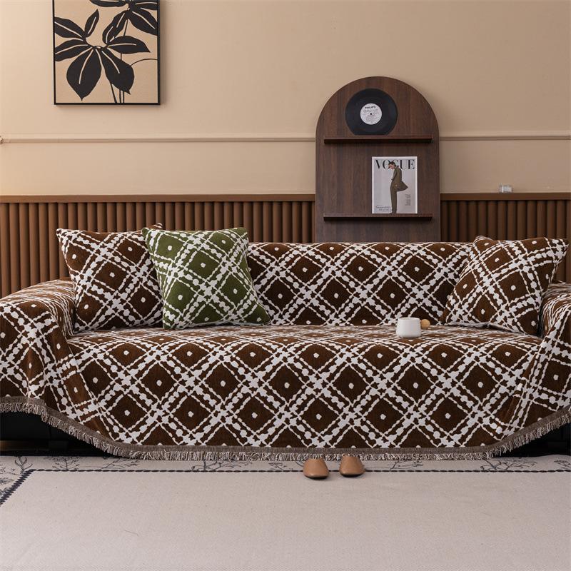 

Double-sided chenille new sofa towel modern simple full cover integrated high-end straight sofa cover cloth towel 30 * 50 waist pillowcase