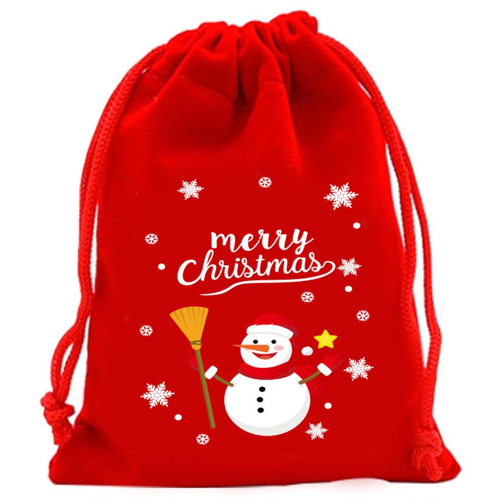 Christmas Cotton Linen Gift Bags Xmas Tree Printed Drawstring Pocket Christmas Party Gift Packaging Jewelry Storage Bags