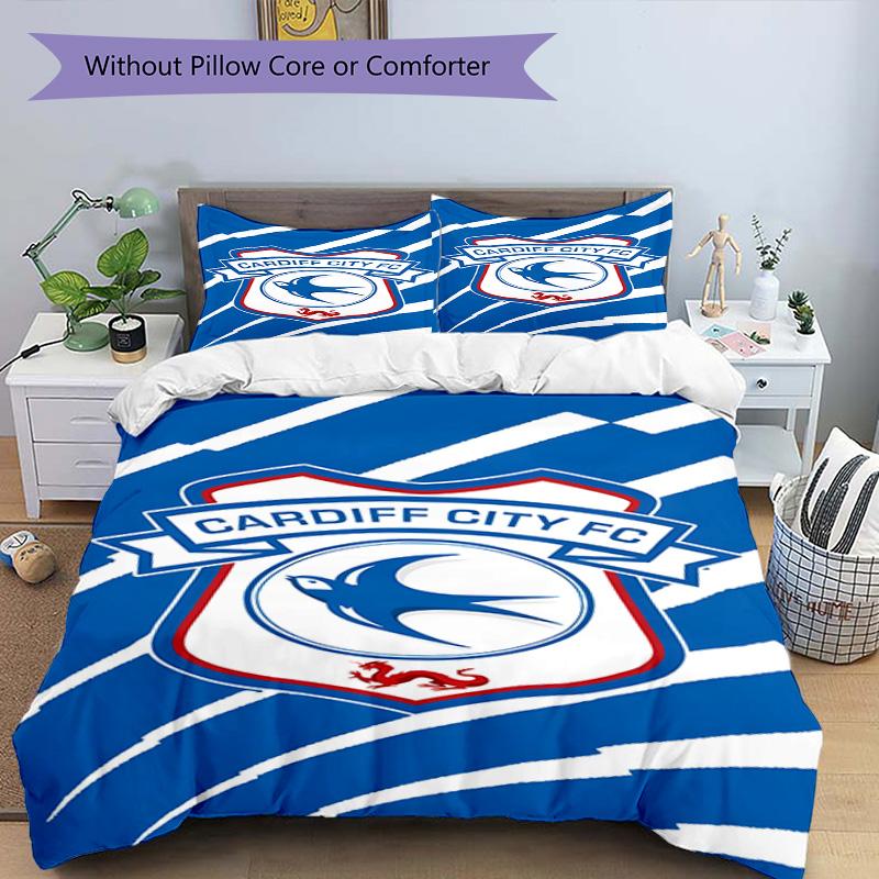 Cardiff Fc Crest Printed Pattern Duvet Cover Set – Includes 1 Duvet Cover and 2 Matching Pillowcases Bedroom Decor Christmas Gifts
