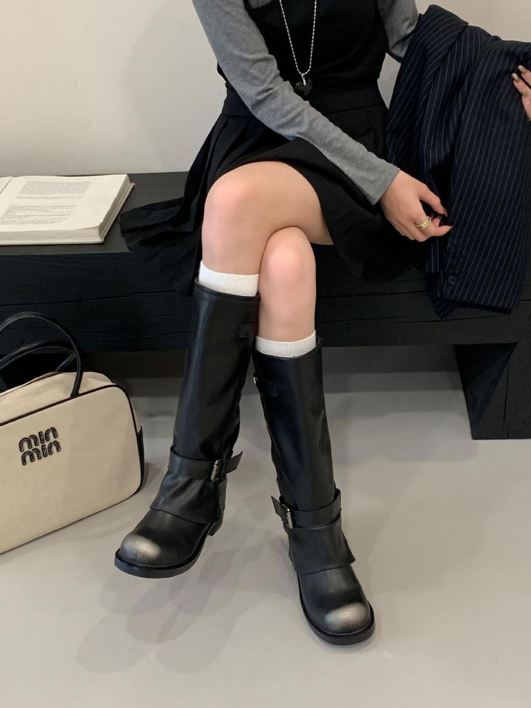 Square Head Polished High Boots Light Luxury Niche Retro 2025 Autumn and Winter New Thick Heel Short Boots Niche Women's Boots