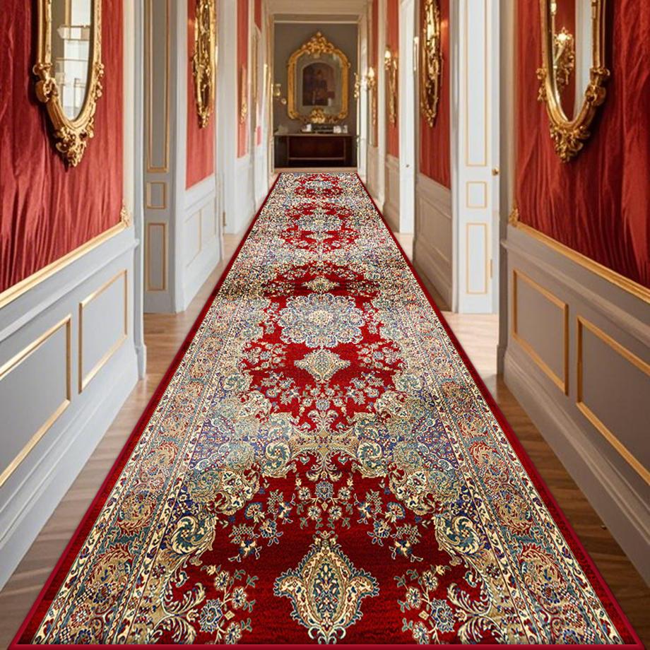 Bohemian Red Long Corridor Carpet Washable Corridor Persian Light Luxury Runner Rug Passageway Non-slip Stairway Mat Custom