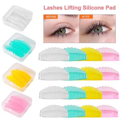 Kit de Levantamento de Cílios 4 Pares Almofada de Silicone para Laminação Hastes Autoadesivas Reutilizáveis para Permanente de Cílios Curvador de Cílios 3D Ferramentas de Maquiagem