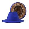 Popular European and American fashion simple leopard print color matching jazz hat men's and women's elegant versatile wide-brimmed top hat