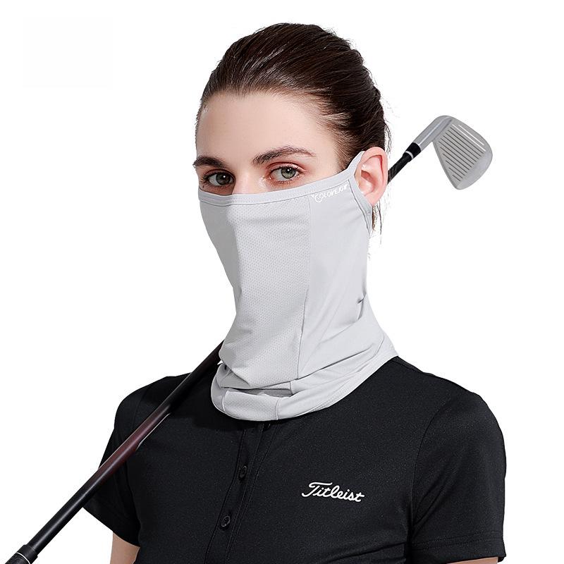 Women's Summer Cycling Sun Protection Ice Silk Mask with Ear Loops and Neck Coverage - XTJ27