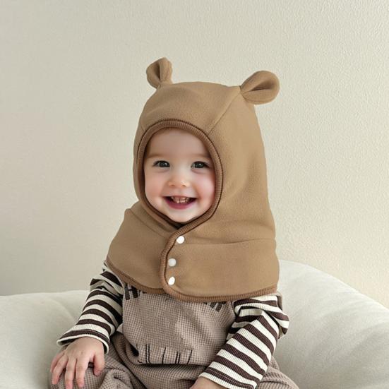 2 In 1 Toddler Winter Hat Balaclava Windproof Warm Fleece Baby Hooded Scarf with Ear for Toddlers Boys Girls