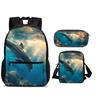 Mondo Subacqueo Zaino Portapenne Borsa a Spalla Set 3pz Versatile Cartone Animato Grande Capacità Ragazzo e Ragazza Scuola Compleanno Miglior Regalo