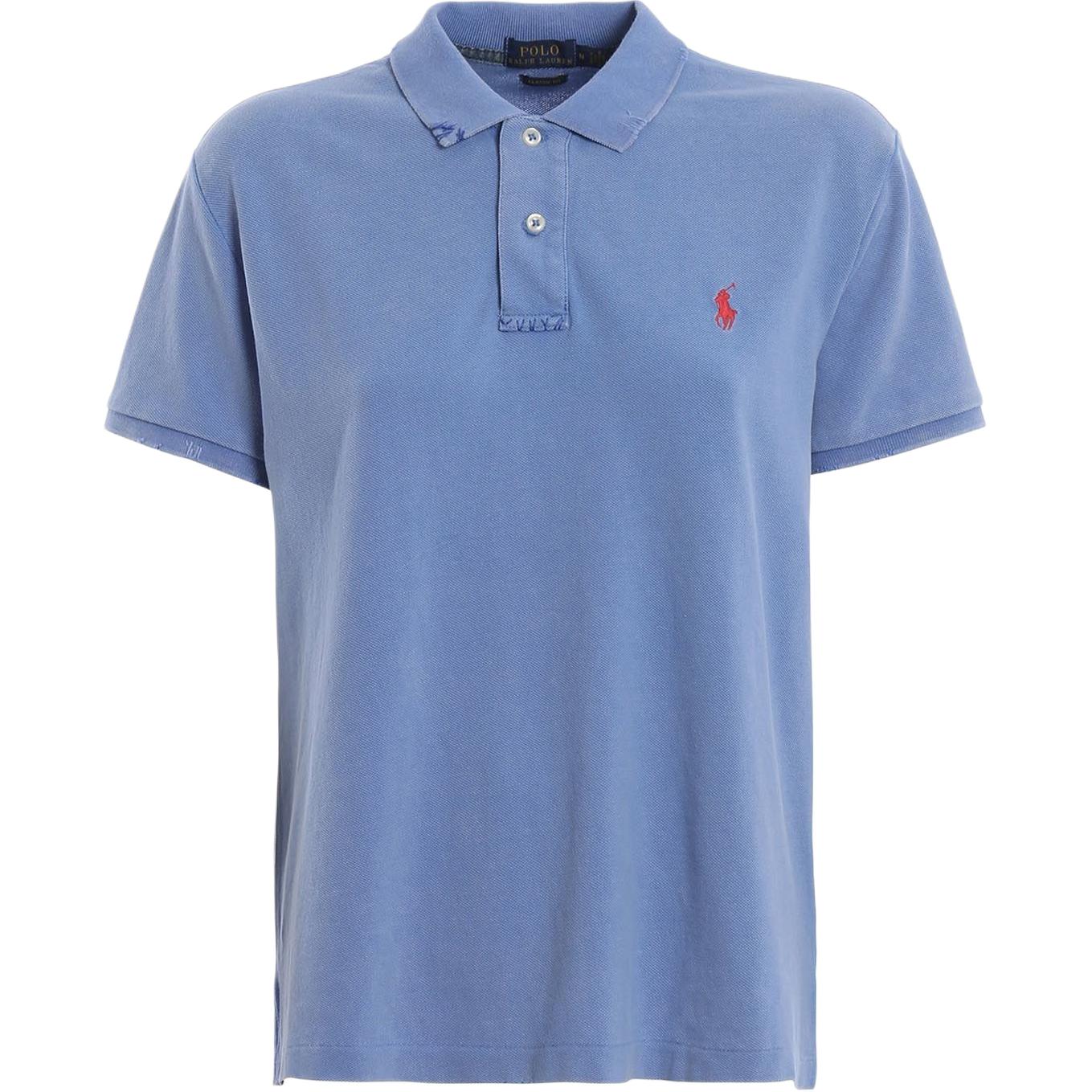 

Polo Ralph Lauren Выстиранная винтажная футболка поло с вышивкой логотипа маленькой пони, с коротким рукавом, женские топы 211744518-005 S