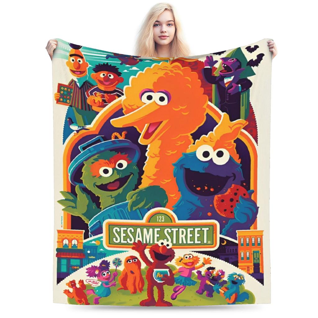 Cookie Monsters Cartoon  Blanket Fleece Decoration Sesame Street SesameStreet Soft Throw Blanket for Sofa Car Plush Thin Quilt