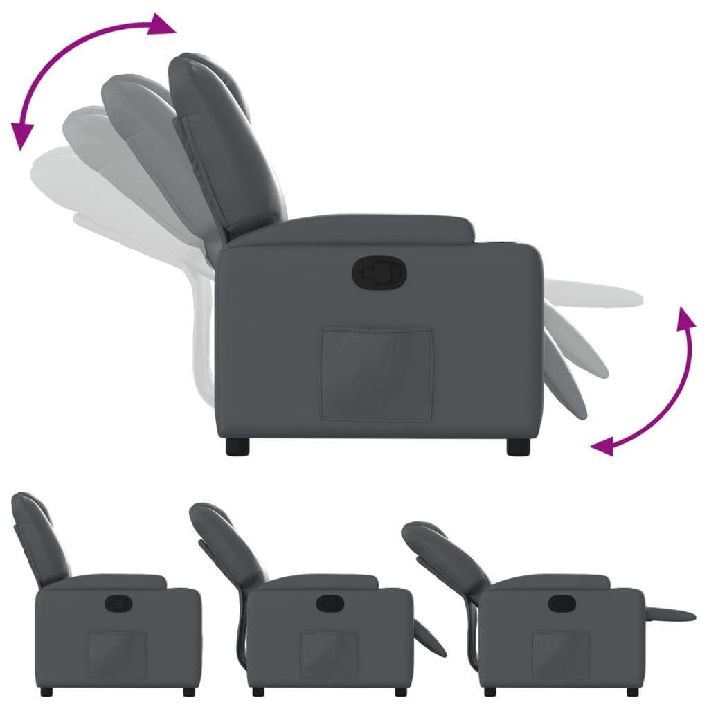 Relaxation Armchair Grey Synthetic Leather