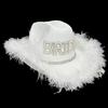 Spring Elegant Cowgirl Hat with Pearl BRIDE Letter Wedding Photo Sunproof Hat