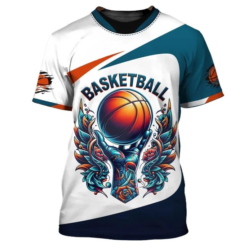 Basketball 3D Printed Loose Sports Leisure Large Size Short Sleeved T-shirt Men Fashionable Comfortable Soft Breathable T-shirt