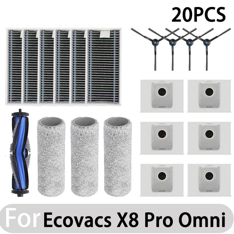 Compatible for Ecovacs X8 Pro Omni Accessories Main Side Brush Hepa Filter Rag Dust Bag Replacement Parts