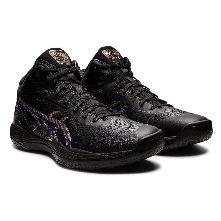 Asics Gel-Hoop V14 Round Toe Comfortable Mid-Top Basketball Shoes Unisex Sneakers Black Purple 1063A050-001