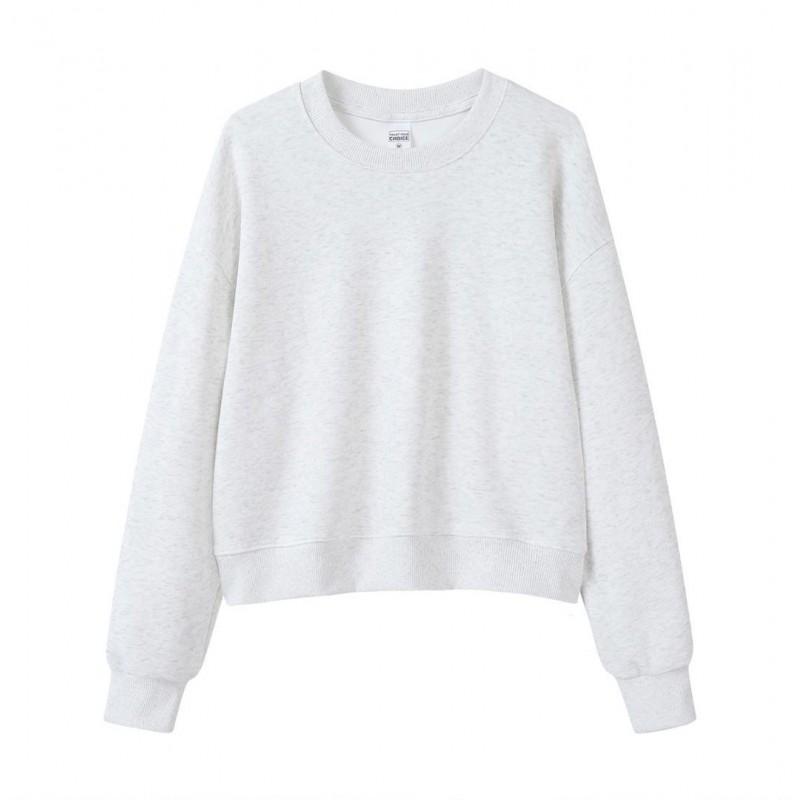 Korean Style Womens Short Hooded Zip-Up Cotton Blend Sweatshirt Loose Fit Winter Casual Top
