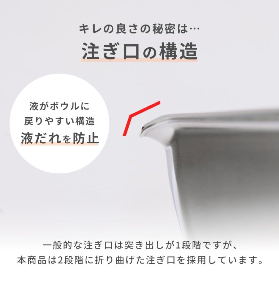 Live a clutter-free life! The "Kirekire Bowl" (15cm) is made in Japan. It's a stainless steel bowl that resists dripping, features a spout, measuring