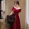 Rochie de Mireasă Vișinie Toast de Nuntă Rochie Mică de Logodnă Rochie de Banchet Seniorială pentru Femei Mărime Mare Rochie de Seară Maternitate