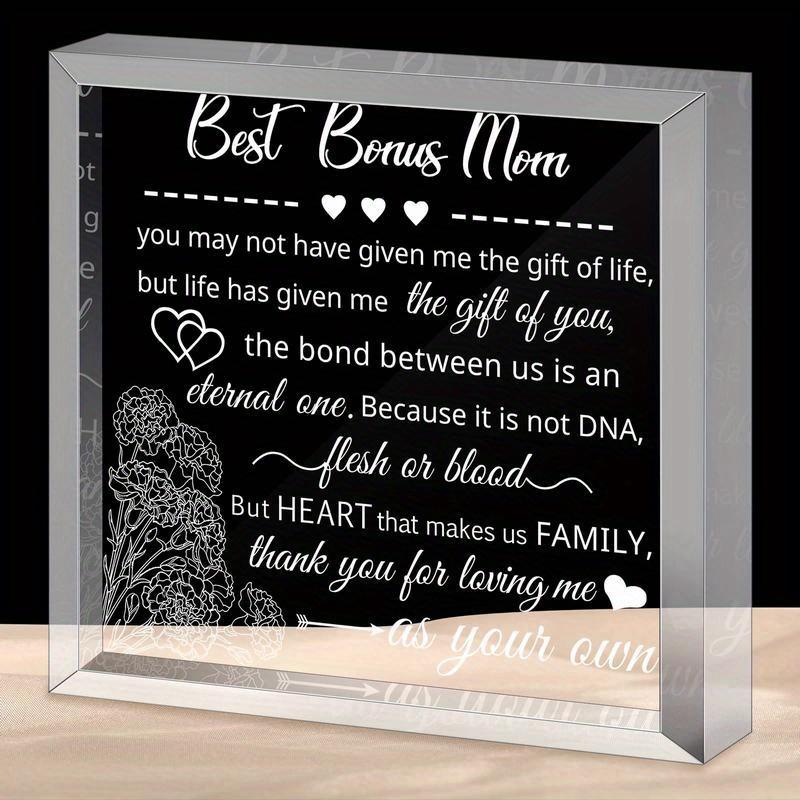 

Crystal Bonus Mom Gift - Personalized Acrylic Centerpiece with Humorous Touch чистий
