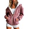 Damen Kapuzenpullover mit Reißverschluss und Leopardenmuster, lockerer, lässiger Cardigan mit langen Ärmeln