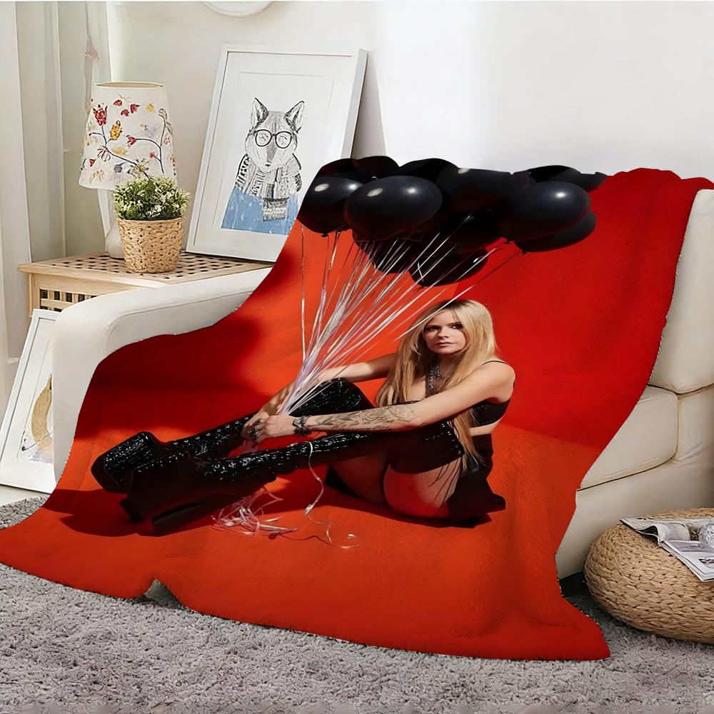 Star Singer Avril Lavigne Throw Lightweight 240g Flannel Blanket Soft Skin-friendly for Summer Cooling
