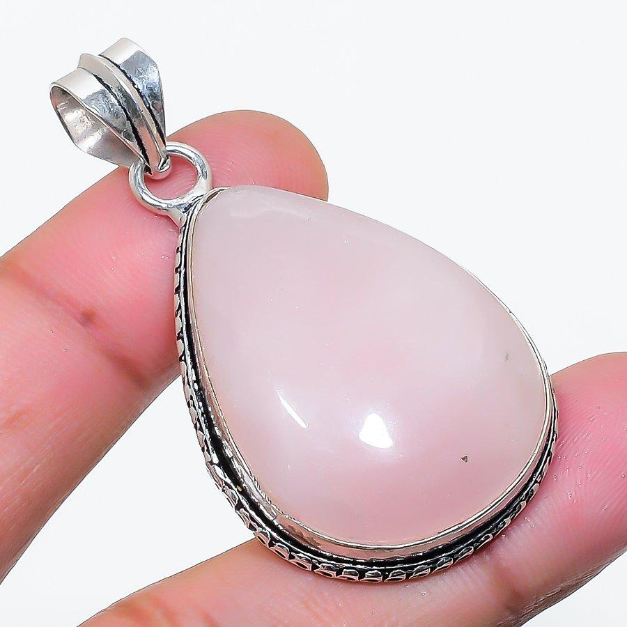 Natural Rose Quartz Gemstone Handmade 925 Sterling Silver Pendant 1.89  AP-14835