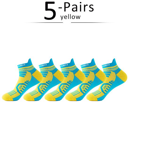

5 пар беговых спортивных носков, профессиональные хлопковые, ярких цветов, дышащие, дезодорирующие, с махровой подошвой, для улицы, велосипеда, баскетбола, путешествий EU39-44