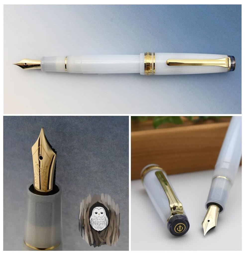 Sailor Fountain Pen Ezo Fountain "Moon-Crossing Owl" Pen, White/Purple (F (Fine Nib))
