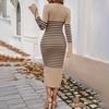 Fall Winter Lazy Wind Loose V-Neck Sweater Suit Women's Long Sleeve Knit Wide Dress