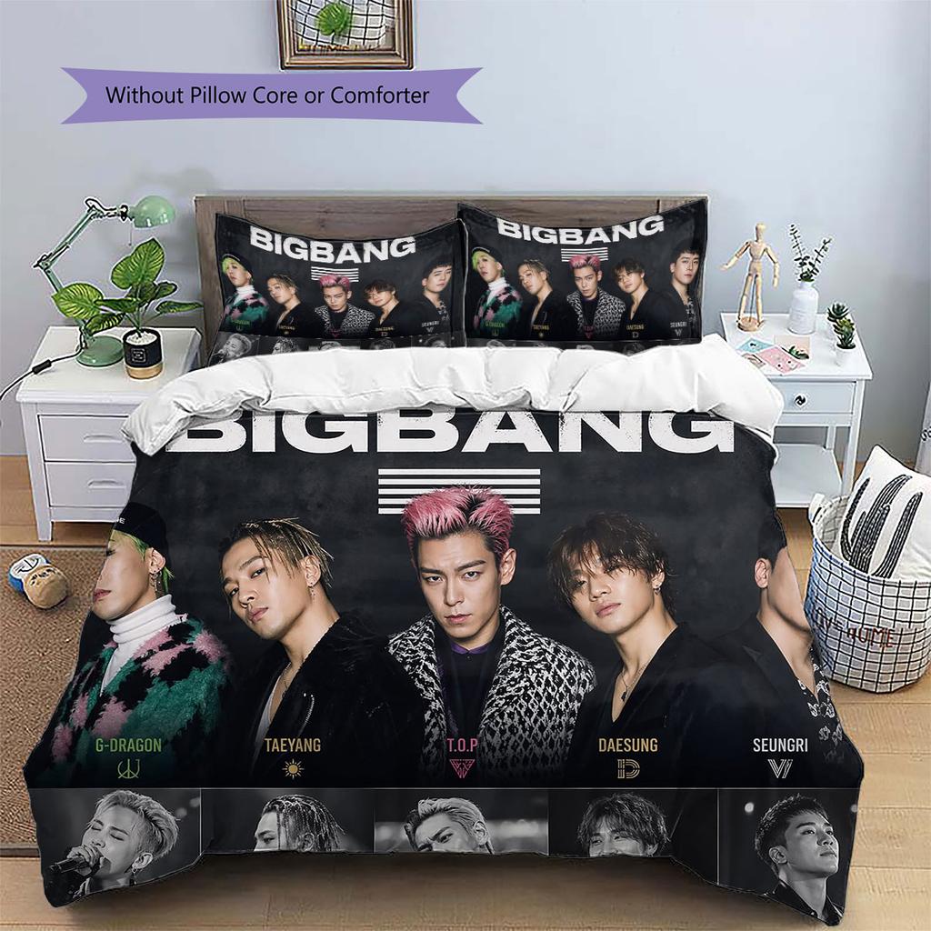 BIGBANG Pattern Bedding,Quilt Set Quilt Cover Pillowcase Home Birthday Gift(1 * Duvet Cover + 2 * Pillowcase, Without Core)