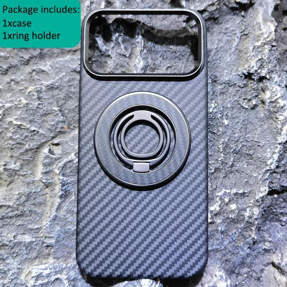 

Magsafe Карбоновое Тканевое Волокно Арамид Подставка Держатель Чехол для Телефона для IPhone 17 Pro Max Магнитный Магниты Беспроводная Зарядка Накладка Ударопрочный Защитный Чехол iPhone17 Pro