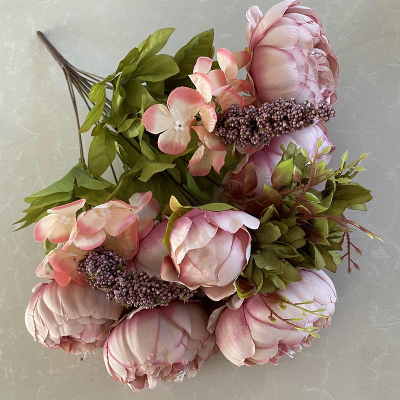Mimaya 13head Peony Faux Flower Bouquet Wedding Decor For Home And Photography