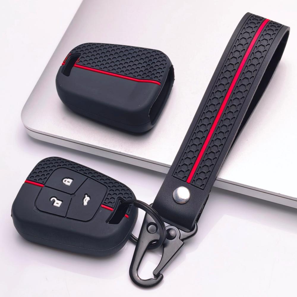 Silicone Key Fob Cover with Keychain for Chevrolet Cruze Aveo Orlando Captiva Spark for Opel Astra J Insignia Corsa D/E Antara Zafira Mokka, 3-button