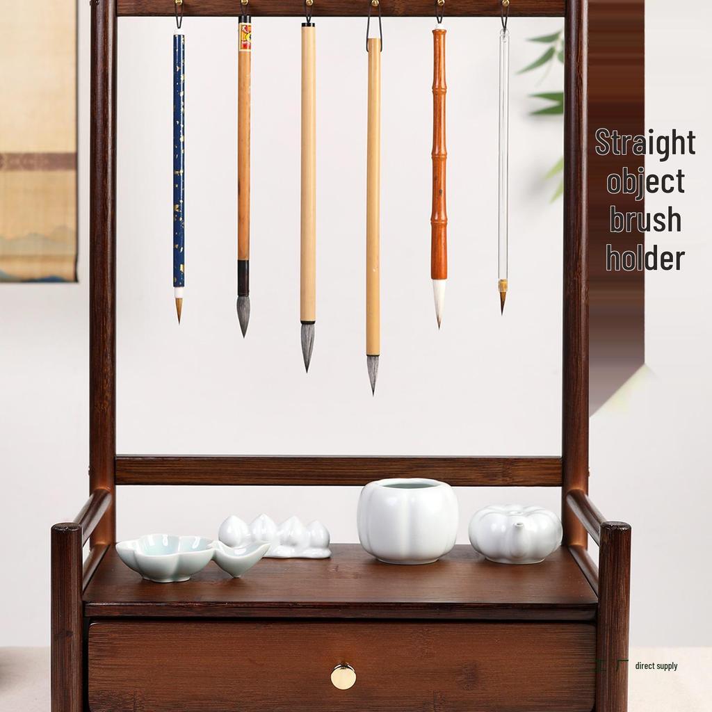 Multifunctional Bamboo Calligraphy Brush Holder - Multi-layer Creative Hanging Rack