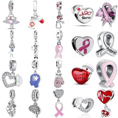 Neuer schöner Kupfer Medizinische Serie Pille Rosa Band Anhänger Passend für Original DIY Armband Halskette Mode Accessoires Geschenk