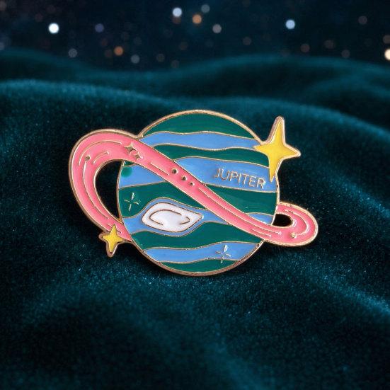 De Otte Planeter Broche, Venus/Jorden/Jupiter/Uranus/Neptun Broche, Metalmærke, Kreativ Planet Serie Broche, Emaljenåle til Skoletaske Rygsæk