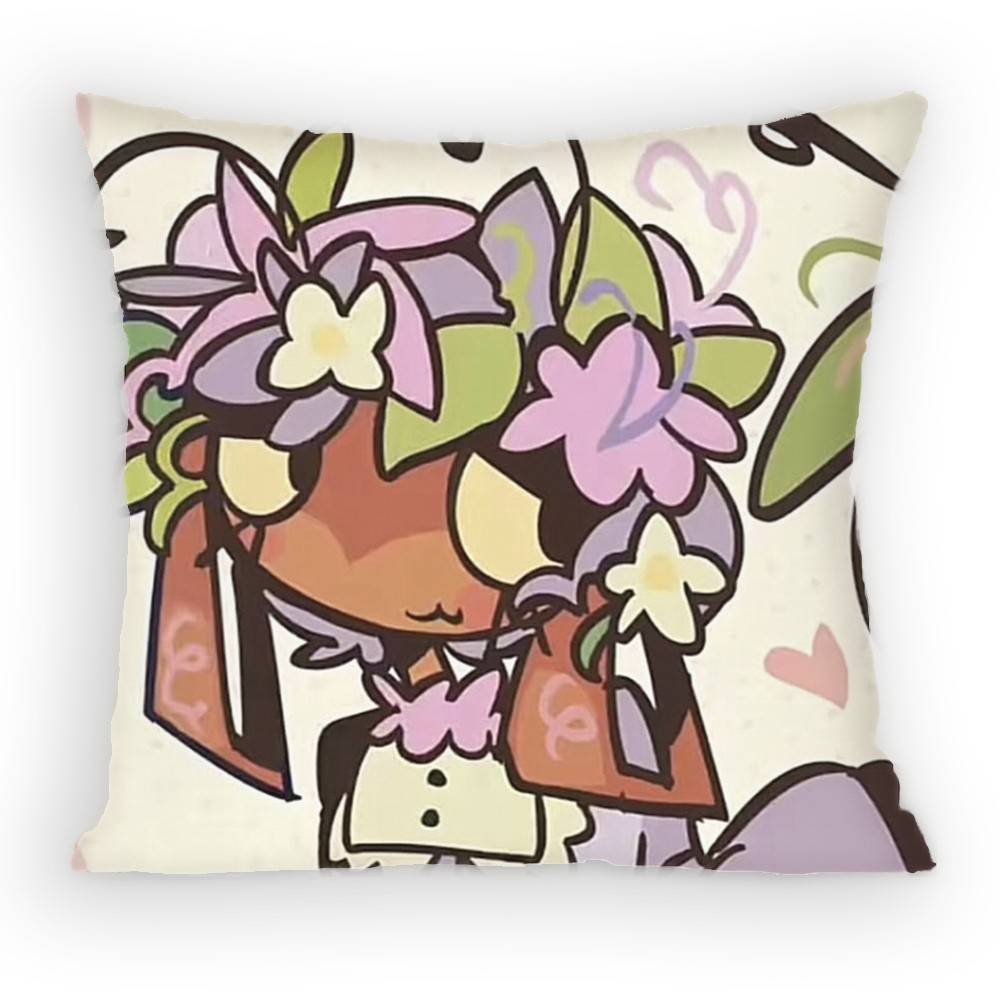 Horror Game Dandys World Pillow Case Antidustmite Pillowcase Invisible Zipper Silky Short Plush Sofa Cushion Cover