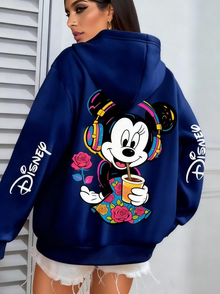 Disney Mickey Print Hooded Sweatshirt Men Women Streetwear Oversized Casual Pullover Jacket Autumn/Winter Fashion Y2k Top Unisex
