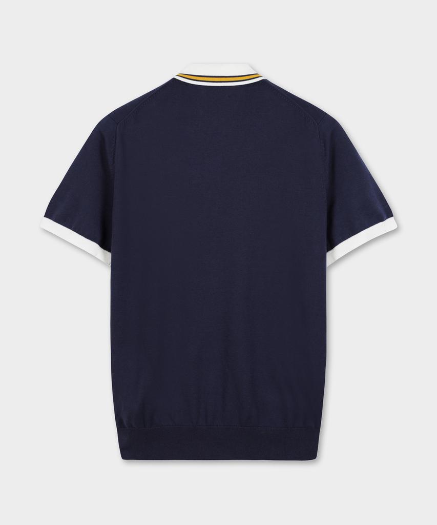 BROOKS BROTHERS Contrast Short Sleeve Polo Sweater (Indigo) (Bbwtmf4547Ofm)