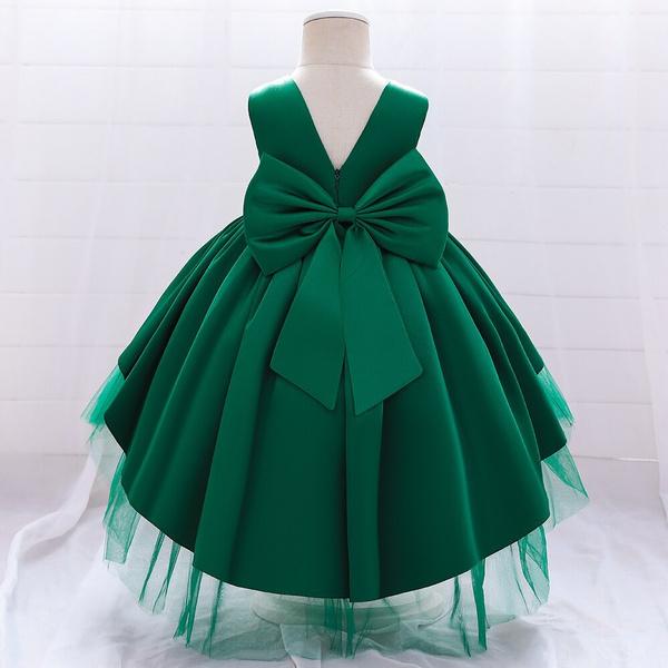 Infant Big Bow Trailing Baby Dress Costumes Kids Clothes Princess Party Wedding Dresses for Baby Girls 1st Year Birthday Dress