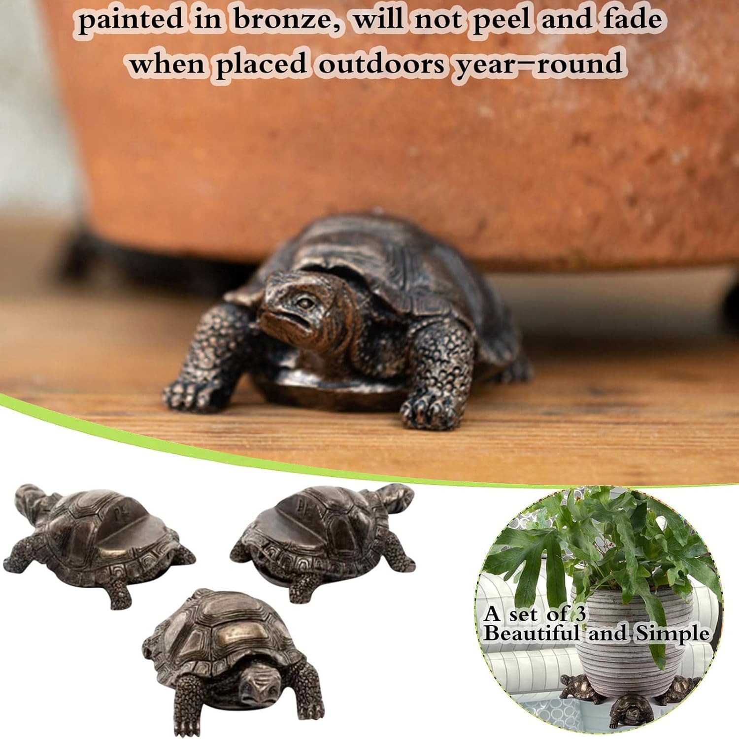 3 Turtle Resin Flower Pot Decorative Feet,Outdoor Flower Pot Support Feet,Animal Statue Flower Pot Base Flower Pot Stand,Plant Stand for Flower