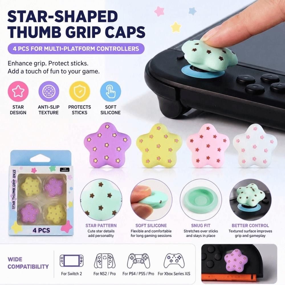 4 Pcs Non-Slip Joystick Cap Cover for Switch2/NS2/PS4/PS5/Pro/Xbox Controller Accessories